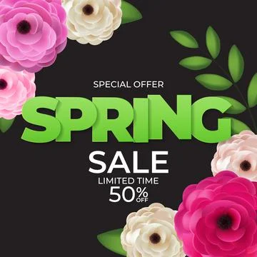 Spring Sale Background Poster Template. Vector Illustration 스톡 일러스트