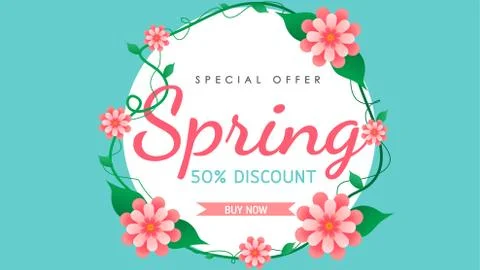 Spring sale background vector with flowers  illustration template or banner Stock Illustration