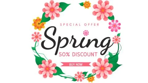 Spring sale background vector with flowers  illustration template or banner Stock Illustration