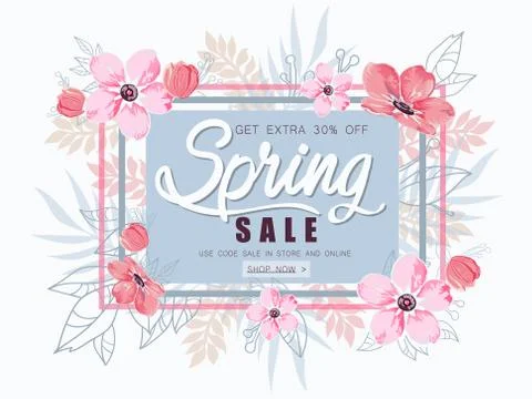 Spring sale background vector illustration. Stock Illustration