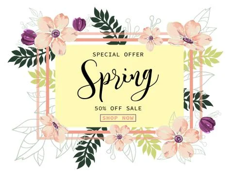 Spring sale background vector illustration. Stock Illustration