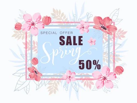 Spring sale background vector illustration. Stock Illustration