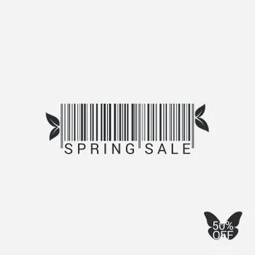 Spring Sale Bar code Design Background 스톡 일러스트