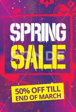 Spring Sale Bright Pink Flyer Template PSD Format PSD Template