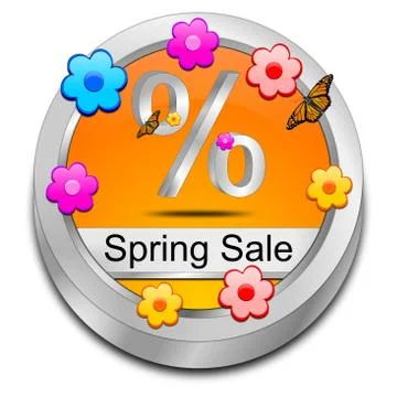 Spring Sale Button - 3D illustration Stock Illustration