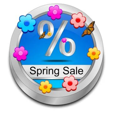 Spring Sale Button - 3D illustration Stock Illustration