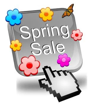 Spring sale button with cursor Stock Illustration
