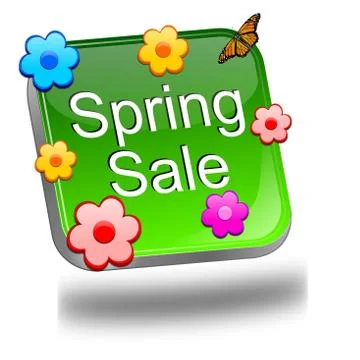 Spring sale button Stock Illustration