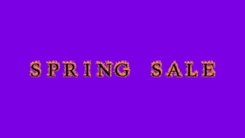 Spring Sale fire text effect violet background Stock Footage 136066499