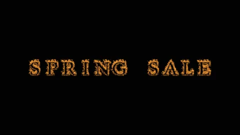 Spring Sale fire text effect black background Stock Footage 136066500