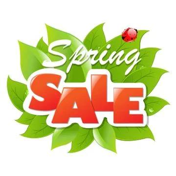 Spring sale poster with leaf Stock Illustration