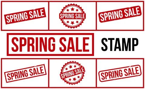 Spring Sale Stamp. Red Spring Sale Rubber grunge Stamp set Stock Illustration