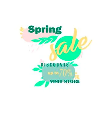 Spring sale - stylish logo vector, discounts up to 70 Stock Illustration