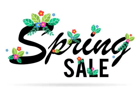 Spring sale text with floral elements Illustrazione stock