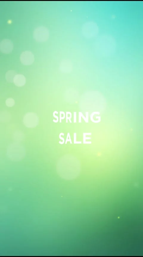 Spring sale text swirls on green background with sparkles and bokeh effect Stock Footage 299565147