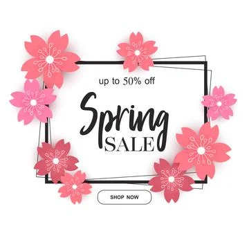 Premium Vector  Spring sale banner with beautiful colorful flower.
