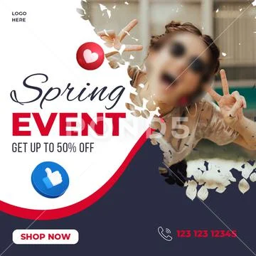 Spring SaleSocial Media Post Template PSD Template
