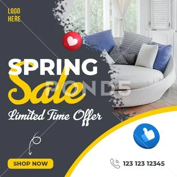 Spring SaleSocial Media Post Template PSD Template