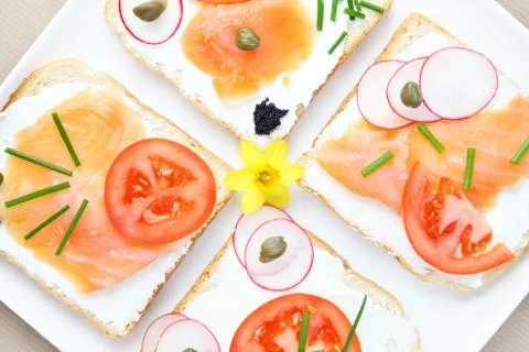 Spring sandwiches Stock Photos
