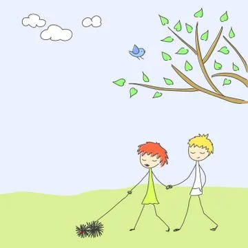 Spring scene doodle Stock Illustration