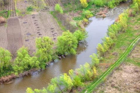Spring scenery aerial view Stock Photos