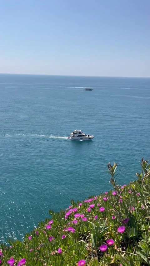 Spring scenery of a boat by the coast Stock Footage 337120170