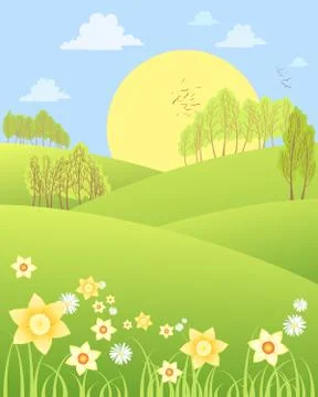 Spring scenery Stock Illustration