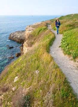 Spring sea coastline Stock Photos