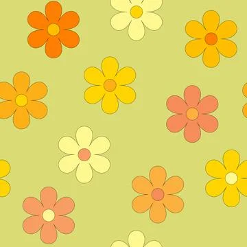 Spring seamless background with yellow and orange flowers Stock Illustration