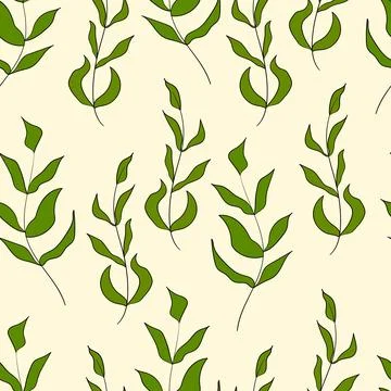 Spring seamless color pattern with sprigs. Vector stock illustration for fabric Stock Illustration
