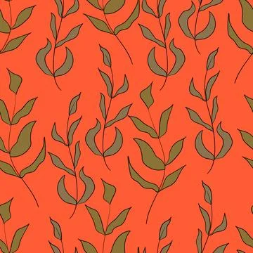 Spring seamless color pattern with sprigs. Vector stock illustration for fabric Stock Illustration