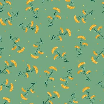 Spring seamless floral pattern - hand drawn design. Green vintage background Иллюстрация