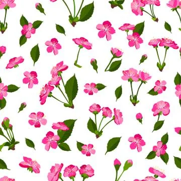 Spring seamless pattern background with cherry blossom Illustrazione stock