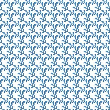 Spring seamless pattern with blue sprigs on white background. Vector stock Stock Illustration