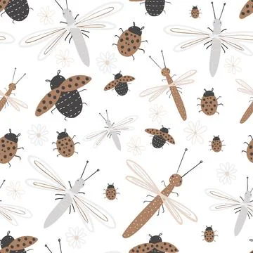 Spring seamless pattern cute childish. seamless pattern with many decorative Stock Illustration