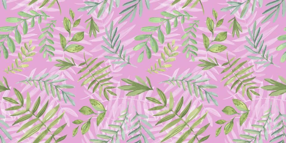 Spring Seamless Pattern. Floral elements in doodle style. Pink background Stock Illustration