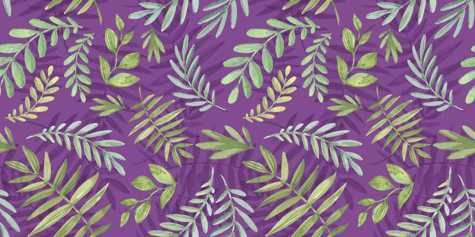 Spring Seamless Pattern. Floral elements in doodle style. Purple background Stock Illustration