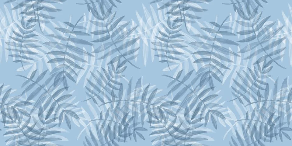 Spring Seamless Pattern. Floral elements in doodle style. Blue background Stock Illustration