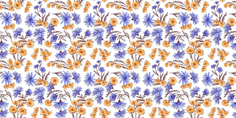 Spring Seamless Pattern. Floral elements in doodle style. Felt pen or markers Illustrazione stock