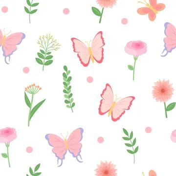 Spring seamless pattern with flowers and vector Stock Illustration