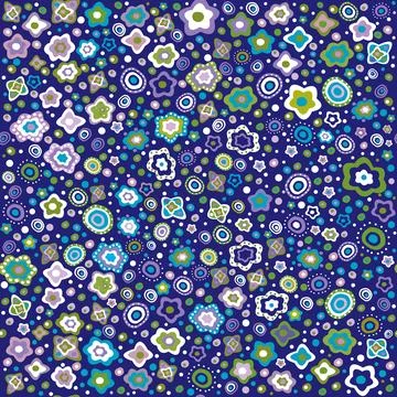 Spring seamless pattern with flowers made of circles and dots Stock Illustration