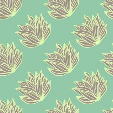 Spring seamless pattern with foliage ornament. Light turquoise background and Illustrazione stock