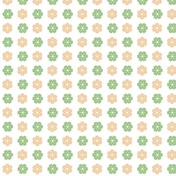 Spring seamless pattern with green and orange flowers Stock Illustration