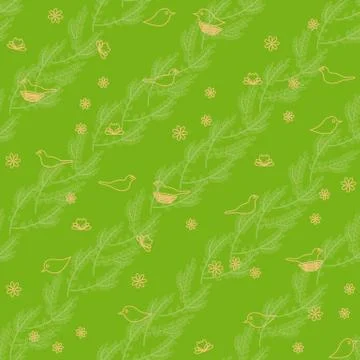 Spring seamless pattern on green background Stock Illustration