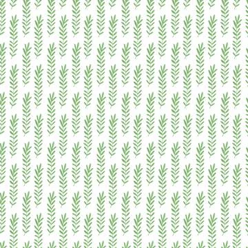 Spring seamless pattern with green sprigs on white background. Vector stock Stock Illustration