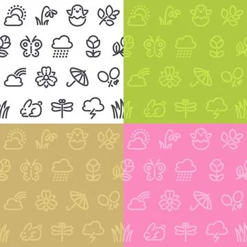 Spring Seamless Pattern with Icons Stock Illustration