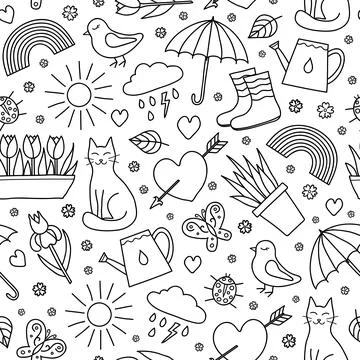 Spring seamless pattern. Stock Illustration