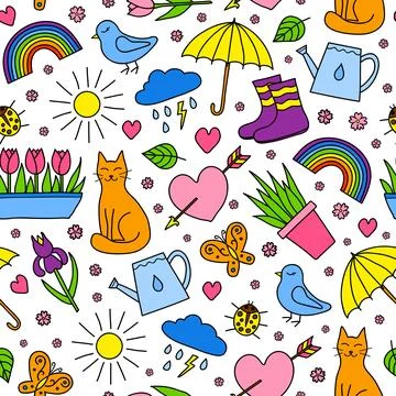 Spring seamless pattern. Stock Illustration