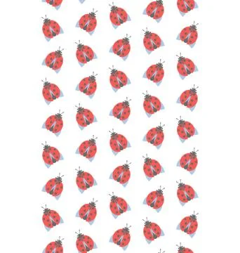 Spring seamless pattern with ladybugs isolated on white Stock Illustration