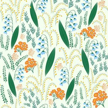 Spring seamless pattern with lily of the valley flowers. Stock Illustration